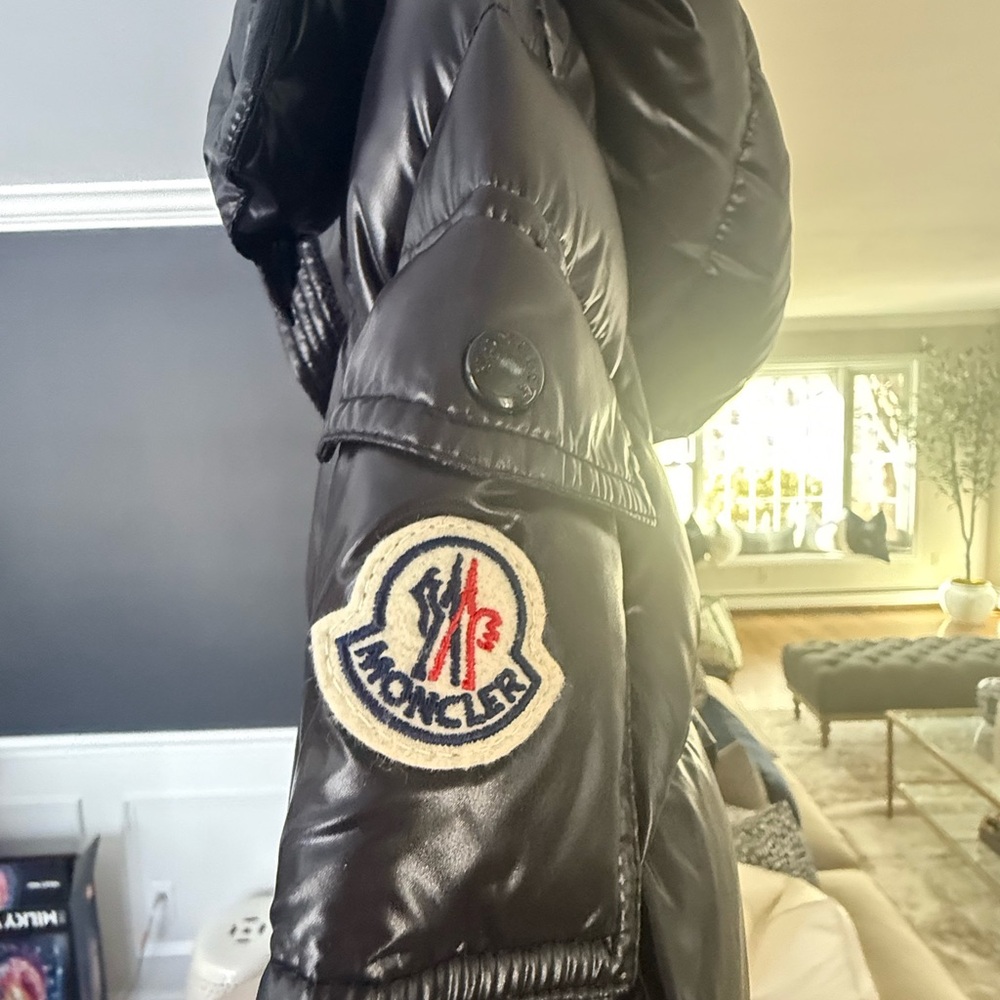 NWT Moncler Brouel Chevron Nylon Laque Down Quilted Jacket w Attached Hood sz2 - Picture 3 of 10
